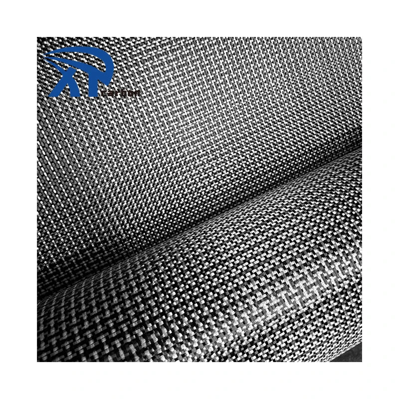3k I Aramid Carbon Fiber Cloth Black and White Aramid Fiber Fabric Carbon Kevlar Hybrid Fabric