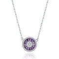 QX Customized OEM 925 Sterling Silver Round Charm Rhodium Plated 5A Purple Zircon Fine Jewelry Pendant Necklaces Women