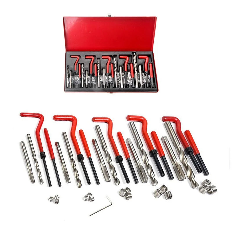 BEINANJIXIE 131 Thread Repair Tools Set Threaded Inserts Repair Kit Motorcycle Hand Tools Steel Easy Install OEM M5-M12 Tool Box