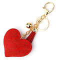 Korean Crystal Rhinestone Heart Keychain Love Tassel Key Chains Bag Key Ring Heart Sparkling Charm Keychain Heart Shape Keychain