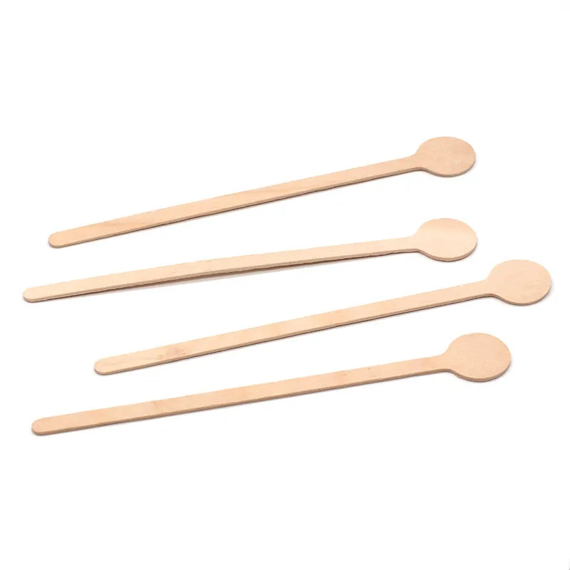 Disposable Customized Food Grade Wooden Coffee Chocolate Drinking  Stirrer with Round Head 150mm