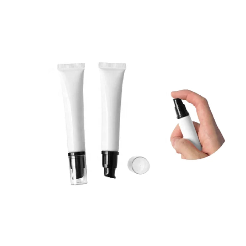 10g 20g Squeeze Airless Pump Tube White Eye Packaging BB Cream Liquid Foundation Refillable Cosmetic Plastic Soft Squeeze Tubes