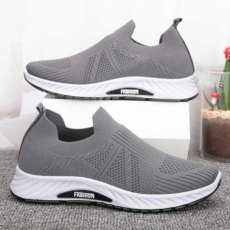 2025 Men's Casual Sneaker Fly-Woven Running Shoes Korean Fashion Soft-Soled Dad Work Single Shoes