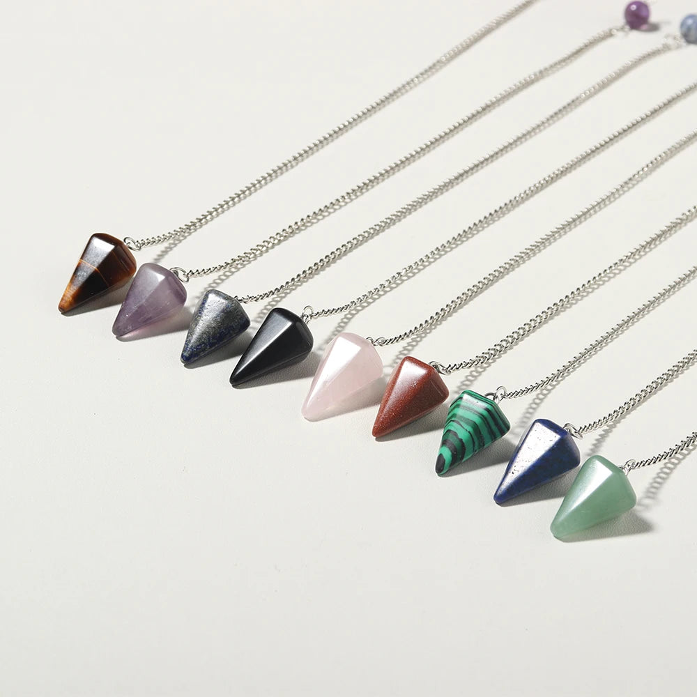 Wholesale Natural Stone Reiki Amethyst Pendulum Crystals Healing Stones Chakras Crystal Pendulum