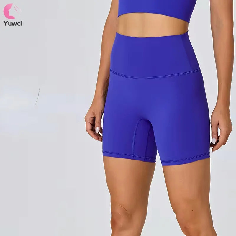 Women's High Waist Biker Shorts Tummy Control Gym Workout Pants with Solid Pattern for Volleyball Yoga Running
