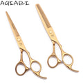 Haircut Scissors Salon 5.5" 6" AQIABI Brand Japanese Steel Thinning Shears Barber Professional Hair Cutting Scissors Gold A1005