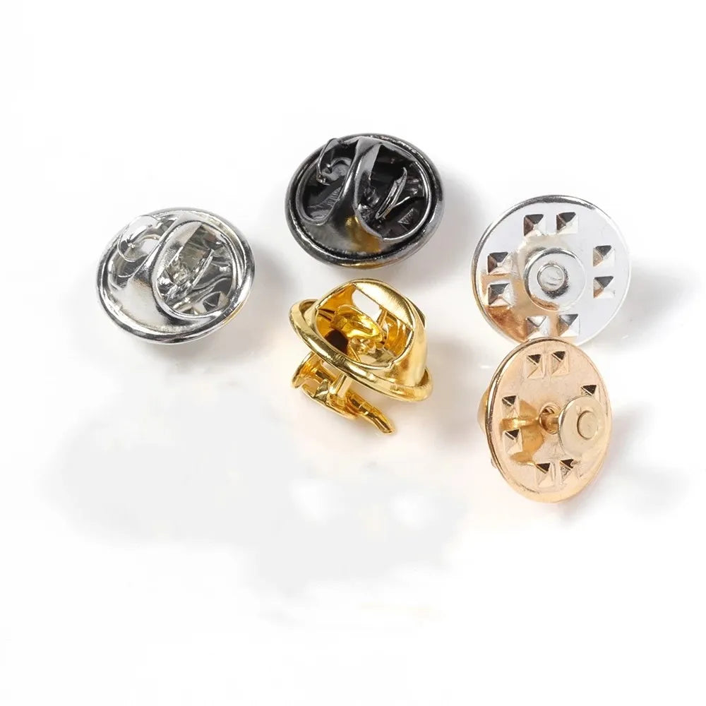 11mm Stud Badge Base Brooch Pin Clip Iron Butterfly Squeeze Clasp for Diy Jewelry Making Garment Accessories