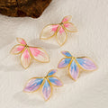 New Multi Color Stainless Steel Four Leaf Stud Earrings Jewelry Dainty 18k Gold Plated Flower Earring for Women