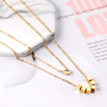 Geometric Multi-Layer Necklace Unisex 18K Gold Plated Stainless Steel Cube Pendant CZ Accent Vintage Stacking Chain Fashion