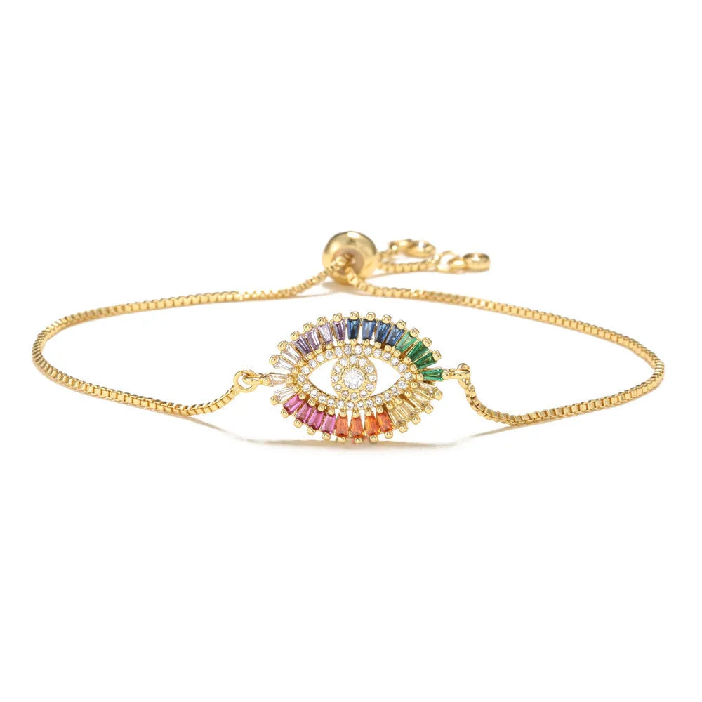 Bohemia Evil Eye Bracelet Colorful CZ Celebrity Evil Eye Bracelet Wholesale