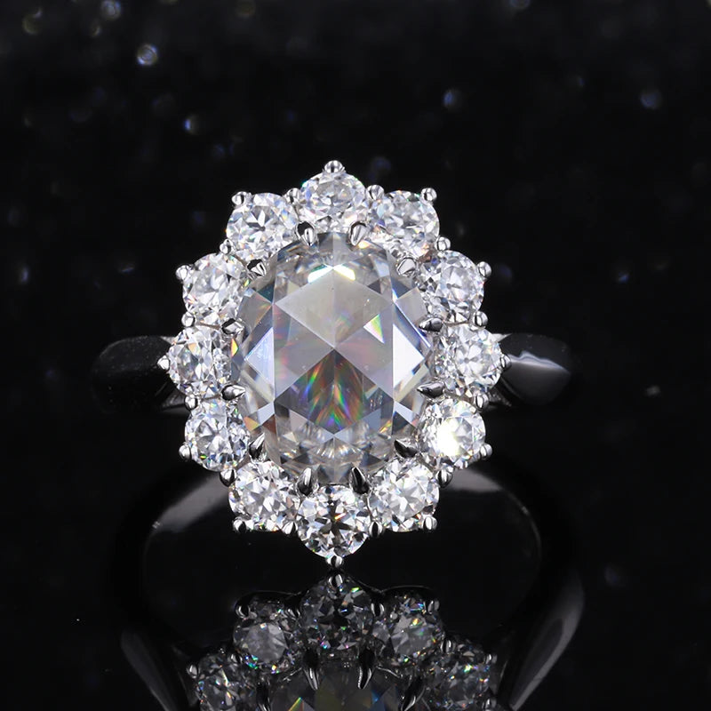 Starsgem Single Rose Cut DEF Moissanite Flower Shape Engagement Women Ring in 14k Solid Gold