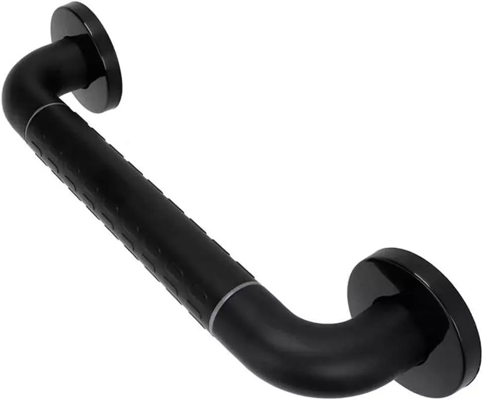 Plastic ABS Bathroom Grab bar Assist Handle Black Shower Grab Rail Nylon Straight Handrail