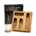 High Quality Zipper Bag Storage Organizer Kitchen Food Wooden Bamboo Dispenser for Gallons CNLF