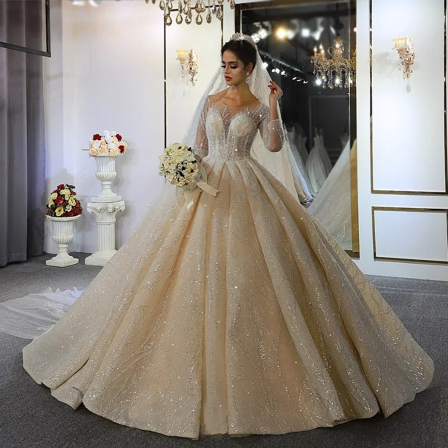 NS3761 Sweetheart Wedding Gown Gorgeous Crystal Beaded Wedding Dresses Long White Dress