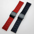 Stock JD280 Rubber Wrap Steel Metal 24mm 26mm 28mm Black Red Watch Band