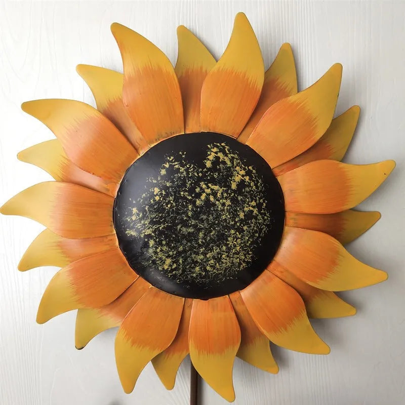 Garden Decoration  Metal Stake Black  Sunflower Shape  Plug-ins Decoration  Lawn