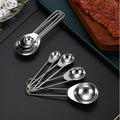 4 in 1 Measuring Spoon Set with  Scale Stainless Steel for Flour Condiment Powder Measure Tool