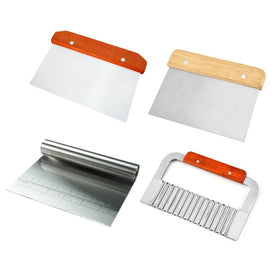 YS DIY Pizza Candle Cake Cutters Handmade Wave Soap Knife Wooden Handle Straight Knife Dough Scraper French Fry Cutting Tool