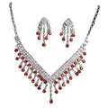 Colored Rhinestone Necklace Earrings Sets Bridal Fashion Jewelry Accessories Women's Electroplated Necklace