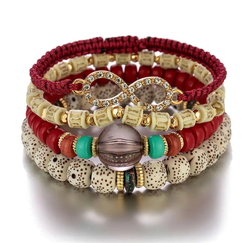 Rice Beads Bod-Hi Beaded Multi-Layer Bracelet Women Handmade Bohemian Braided Stretchy String Bracelets Jewelry