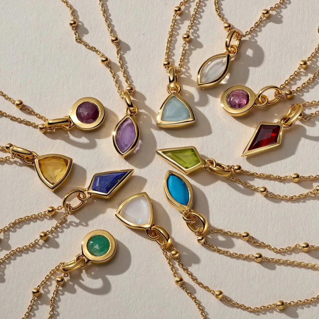 European and American Color 12 Birthstone Pendant DIY Accessories Necklace Female 12 Birthstone square Color Zircon Pendant