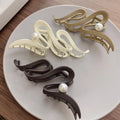 12cm Large Pearl Metallic Waves Hair Claws Clips for Holding Ponytails Zinc Alloy Hair Catch Barrettes Metal Shark Hairpins