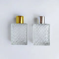 Custom 50ml 100ml Square Transparent Glass Perfume Bottles Hot Stamping Eco-friendly Recyclable Pump Sprayer Sealing Cap