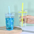 New 450ml Tumbler Cup Single Wall Tumbler Reusable Plastic Coffee Mug with Lids and Colored Straw