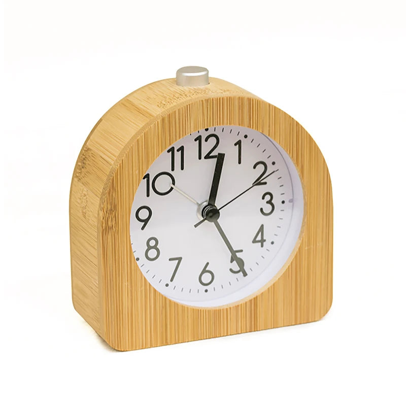 EMAF Office Bedroom Soveneirs Decorative Wood Silent Quartz Analog Alarm Clock Watch Backlight Mini Table Antique Retro Clock