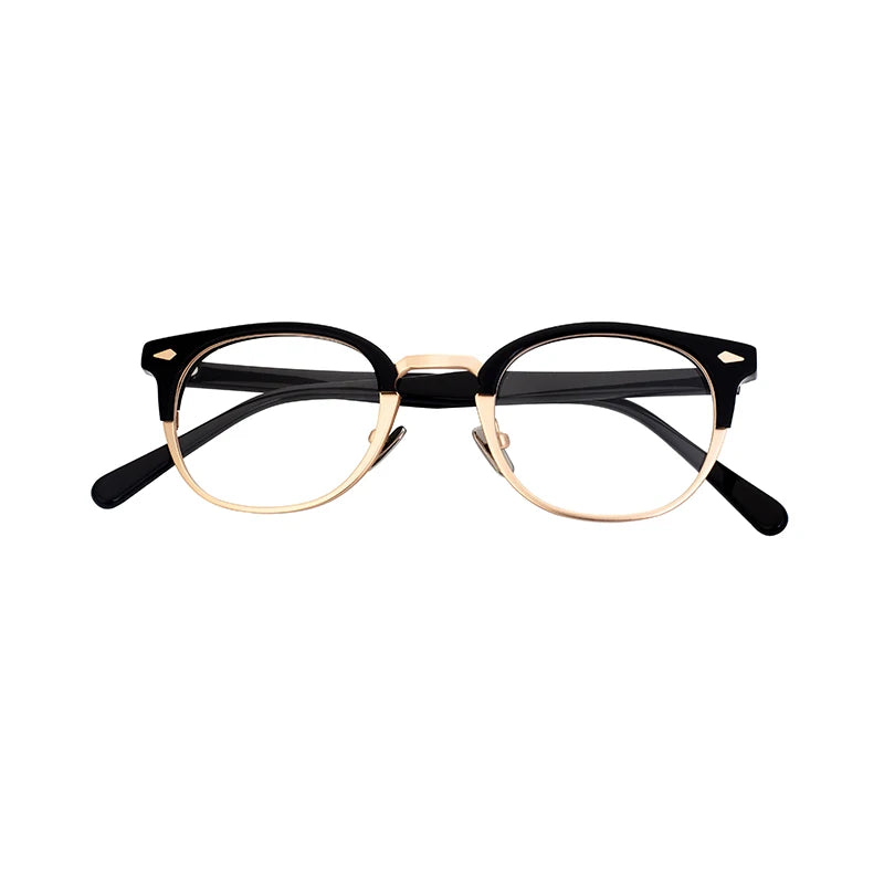 Latest Fashion Round Black Acetate Metal Eyeglasses Spectacle Frames Manufacturers