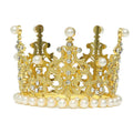 Qushine Children's Full Circle Round Crown Bridal Jewelry for Weddings Highlight Pearl Cake Baking Made of Alloy