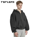 Streetwear 100% Cotton Zipup Heavyweight Double Zip Hoodie Oversized Zipper Quality Hoodies Custom Boxy Y2k Zip up Hoodie