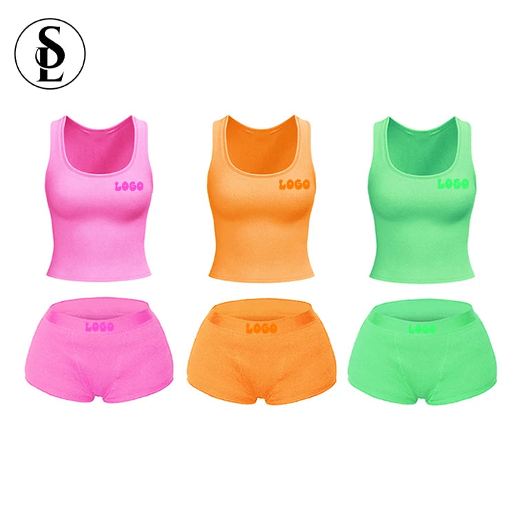 2024 Women Set Logo Color Shirts and Shorts Comfy Summer Loungewear Two Piece Lounge Wear Set Women Shorts Set