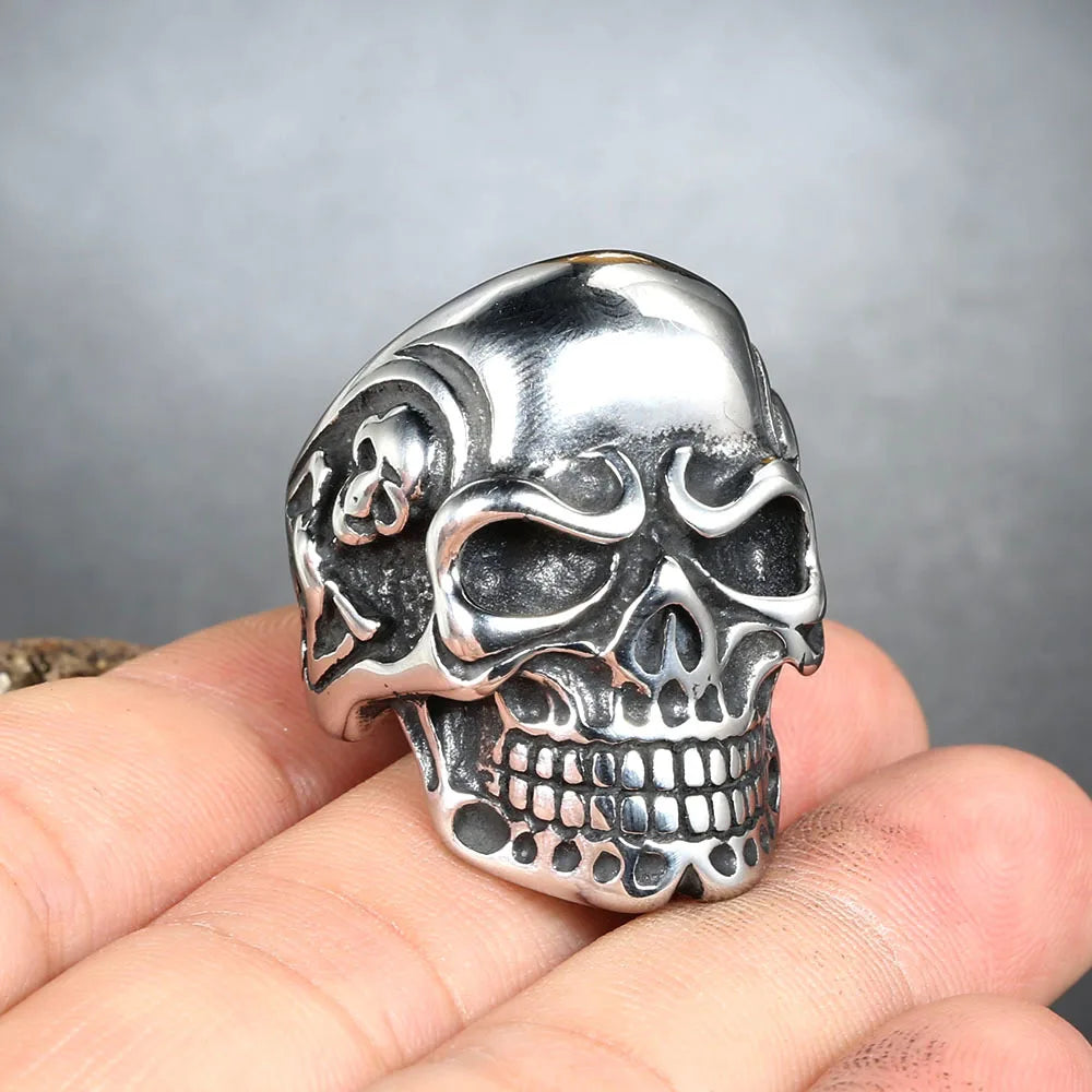 Best Selling Punk Skull Ring Exaggerated Accessories Hip Hop Stainless Steel Silver Skull Men Ring