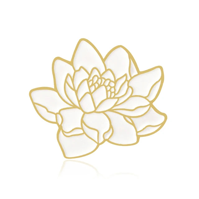 Flower Lotus Wave Round Badge Brooch Seaside Wave Star Moon Ocean Plant Enamel Pin Hat Coat Lapel Brooch Neutral Japanese Gifts