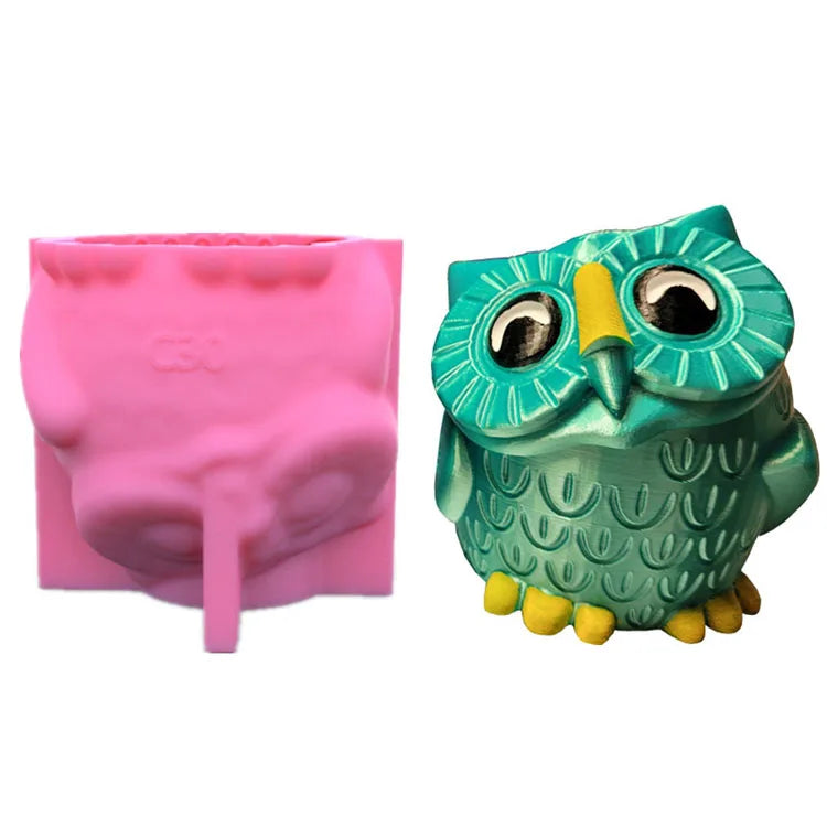 YS DIY Owl Shape Flower Pot Vase Plant Mold Flower Arrangement Container Succulent Pot Home Garden Office Decor Candle Mould