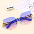 83106 Luxury Cat Eye Sunglasses Women Designer Fashion Rimless Sun Glasses Custom Gradient Lens Sunglasses