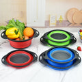Multiple Color Foldable Silicone Strainer Colander Kitchen Fruit Vegetables Collapsible Basket for Washing Durable & Easy Clean