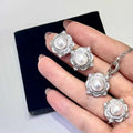 Sea Water White Shell Inlaid Palace Set 9-10mm Natural High-quality Platinum Plated Freshwater Pearl Anniversary