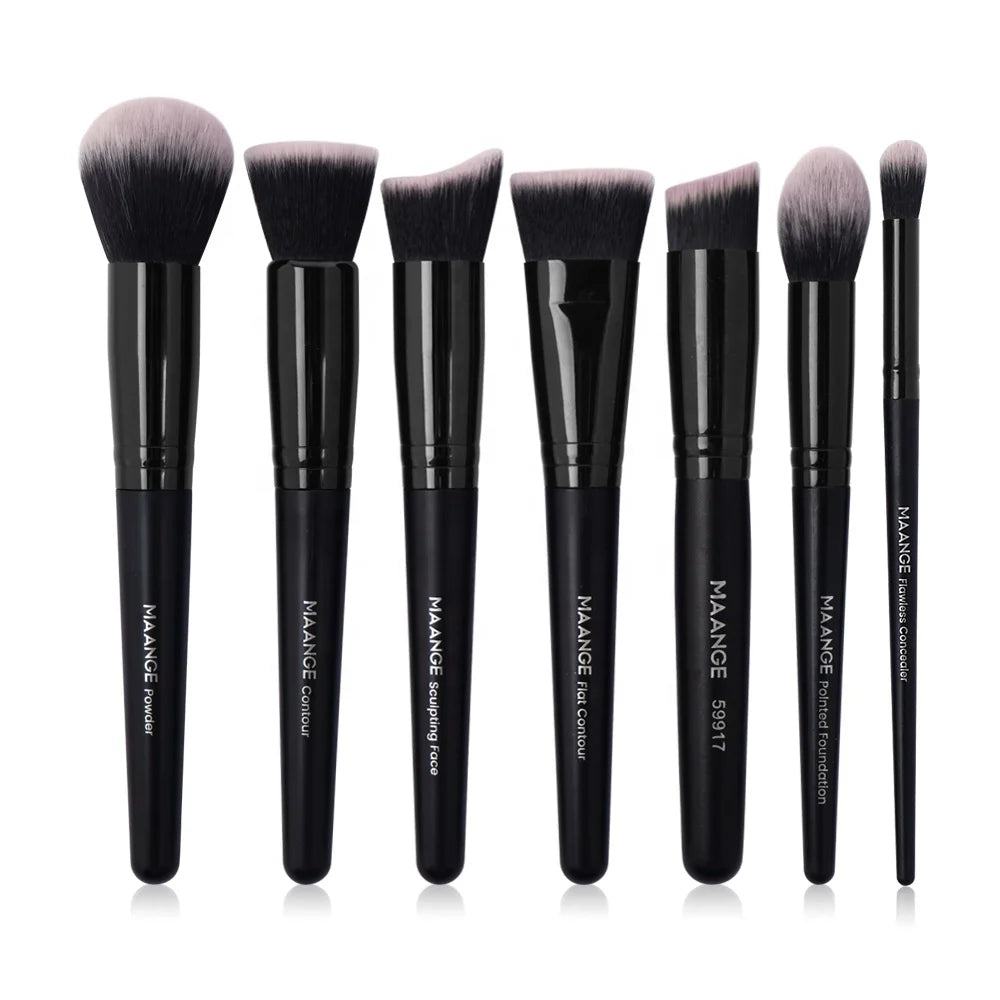 MAANGE Soft Bristles Soft Fluffy Black Plastic Blush Powder Highlight Foundation Professional Makeup Brushes