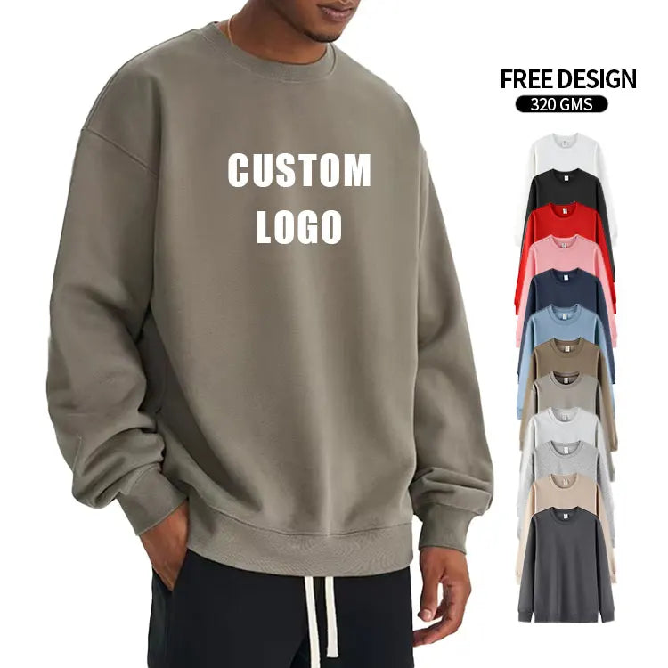CVC Oversize Men Round Neck Sweatshirts Cotton Pullover Sweater Men's Autumn Sweatshirts