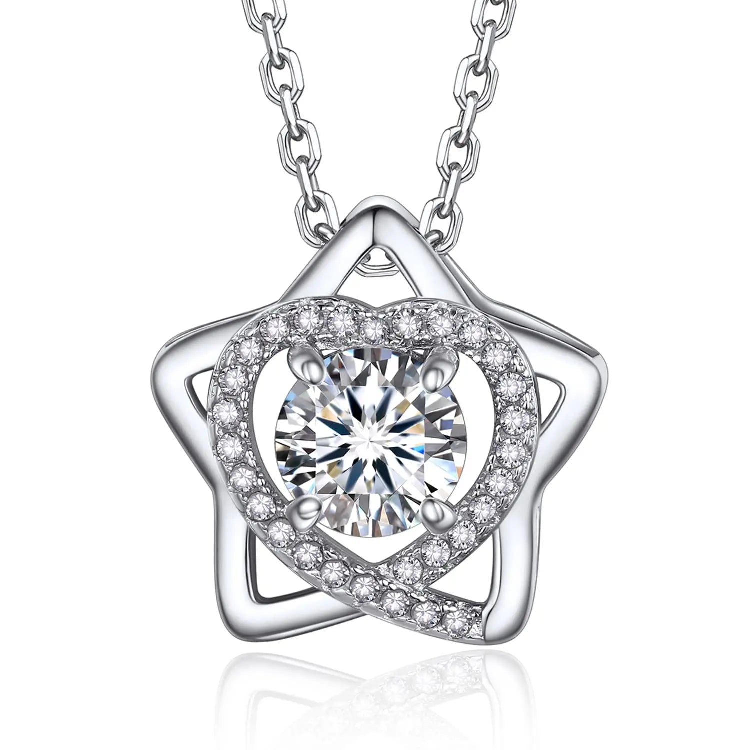 Fine Jewelry 925 Sterling Silver 2 Carat Moissanite Pendant Necklace Women for Wedding