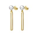 RINNTIN GPE29 925 Silver Jewelry New Design 14k Gold Plated Rectangle Stud Earrings Pearl Earrings