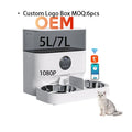 Two Bowls Automatic Cat Plastics Feeder  With 1080P HD Camert High Capacity 5L or 7L Wifi Food Dispenser for Dog