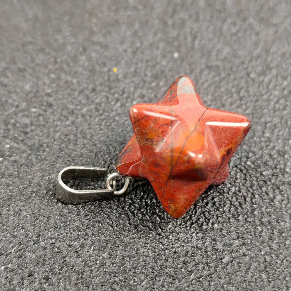 HZ Natural Brecciated jasper Gemstone Crystal Quartz Merkaba Star Pendants for Gifts and Souvenir Crystal Craft Necklace Accessory