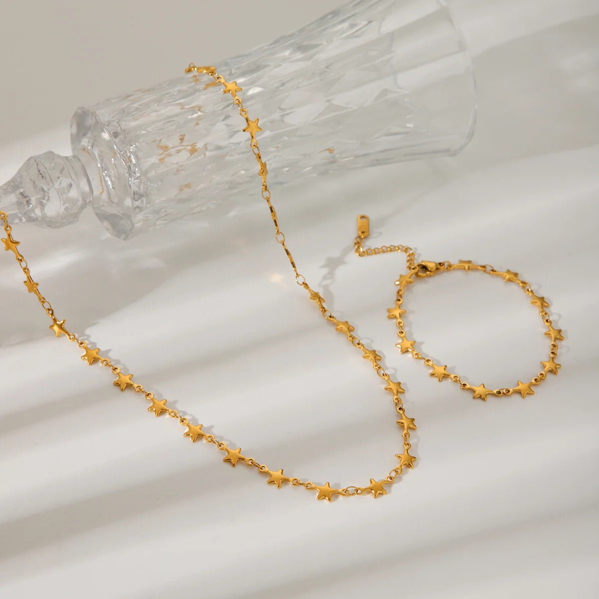 Simple Stainless Steel 18K Gold No Fading Five-Pointed Star & Stars Link Chain Competitive Price Necklaces & Bracelets for Girls