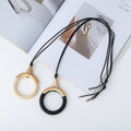 TongLing European Latest Wood Gold Plated Necklace for Women Vintage Wood Long Pendant Necklace