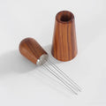 Coffee Needle Distributor Natural Wood Handle and Stand Distribution Tool