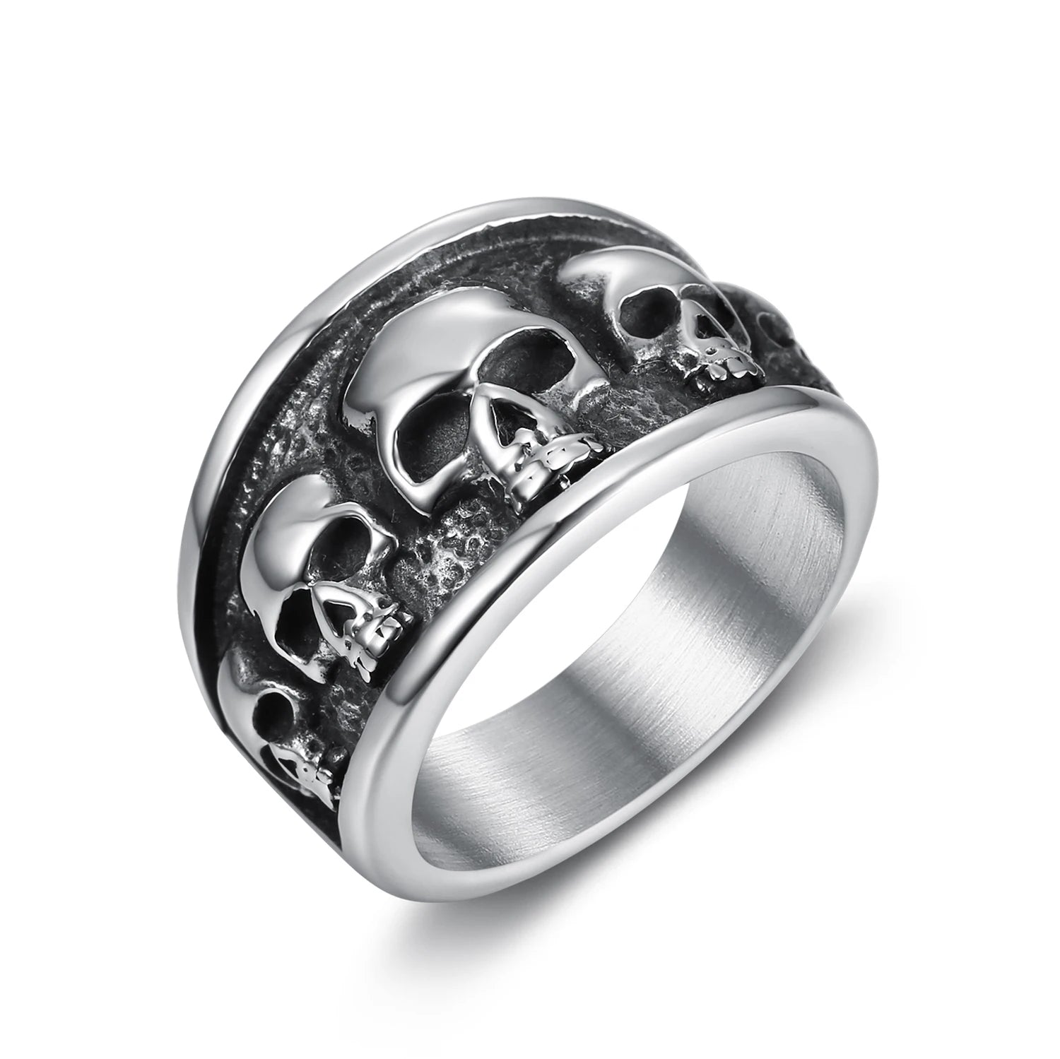 New Releases Gothic Style Men's Ring Goth Silver Plated Stainless Steel for Male