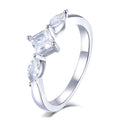 925 Sterling Silver Rhodium Plated Wedding Engagement Ring with Elegant Princess Marquise Cubic Zirconia Latest Design